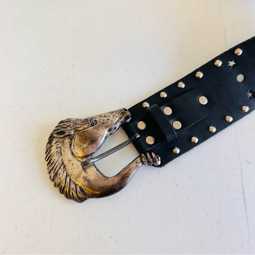 Amazing Western Horse Head Belt Leather Suede Thick - Picture 7 of 9